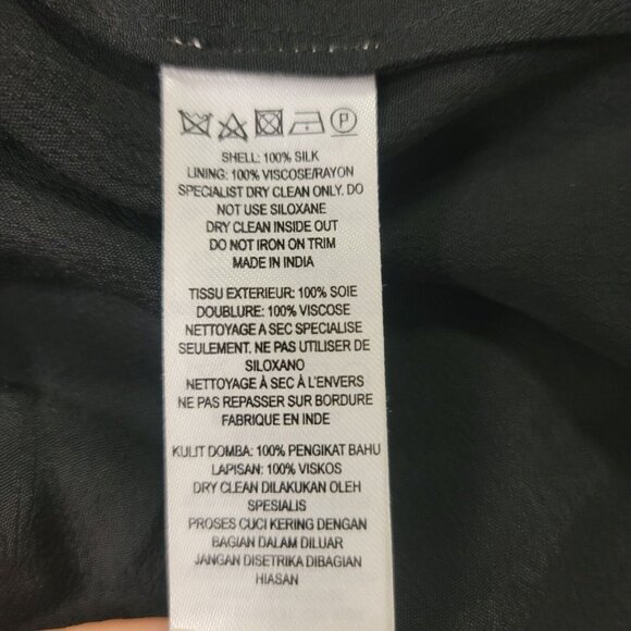 French Connection Womens Silk Beaded Mini Dress Size 4 Black Boho Coachella - Picture 8 of 12